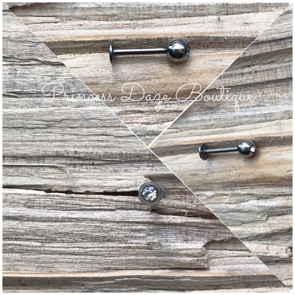 Silver Labret‎ Clear Crystal Gemstone Monroe Lip Piercing